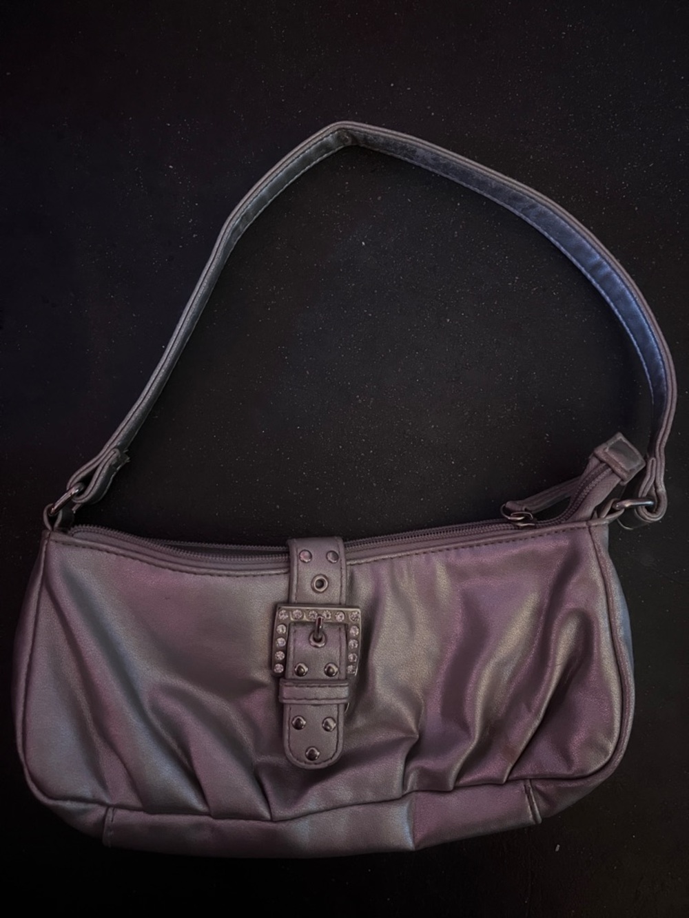 Y2K Stud-Accent rhinestone crystal Shoulder Bag in Silver